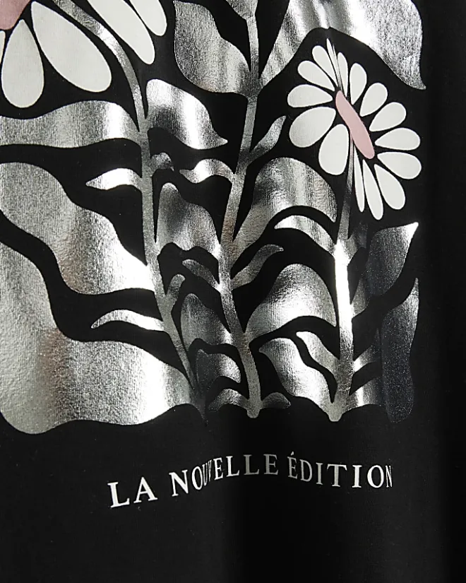 River Island Plus graphic foil t-shirt Black New