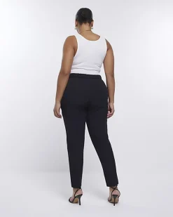 River Island Plus high waisted cigarette trousers Black Sale