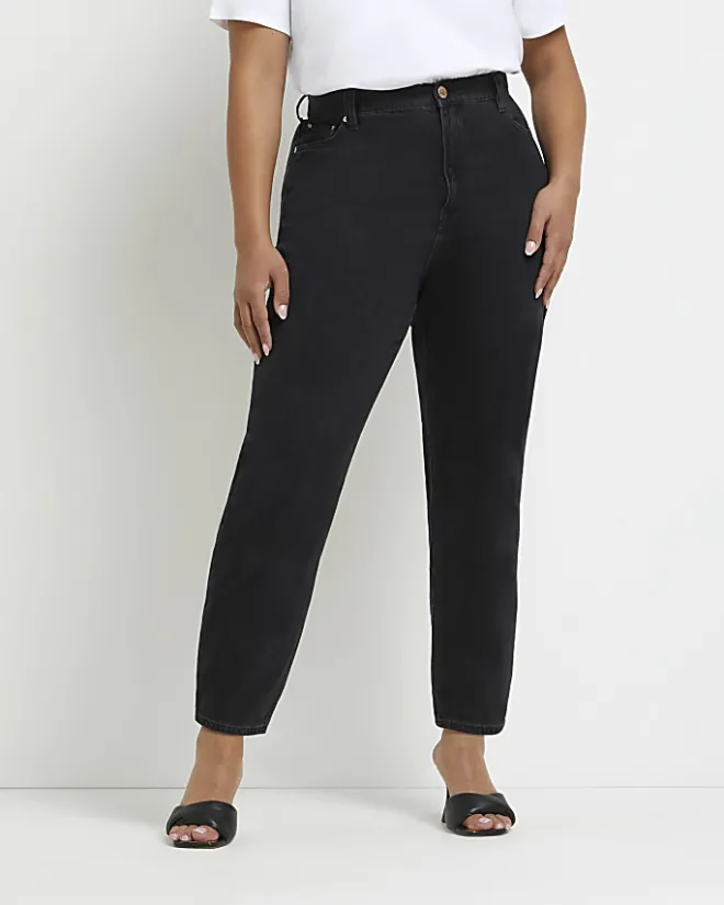 River Island Plus high waisted mom jeans Black Online