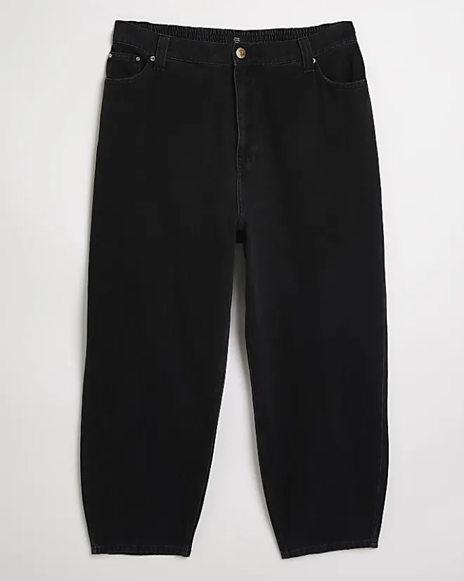 River Island Plus high waisted mom jeans Black Online