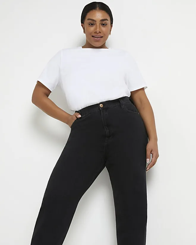 River Island Plus high waisted mom jeans Black Online