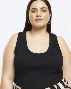 River Island Plus scoop neck vest top Black Outlet