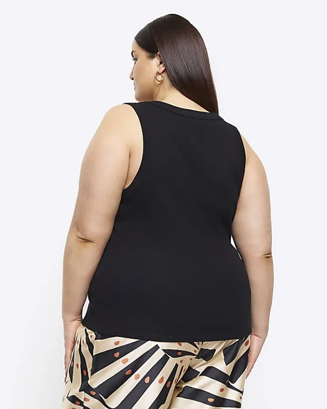 River Island Plus scoop neck vest top Black Outlet