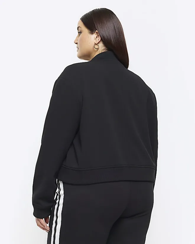 River Island Plus tailored crop bomber jacket Black Clearance