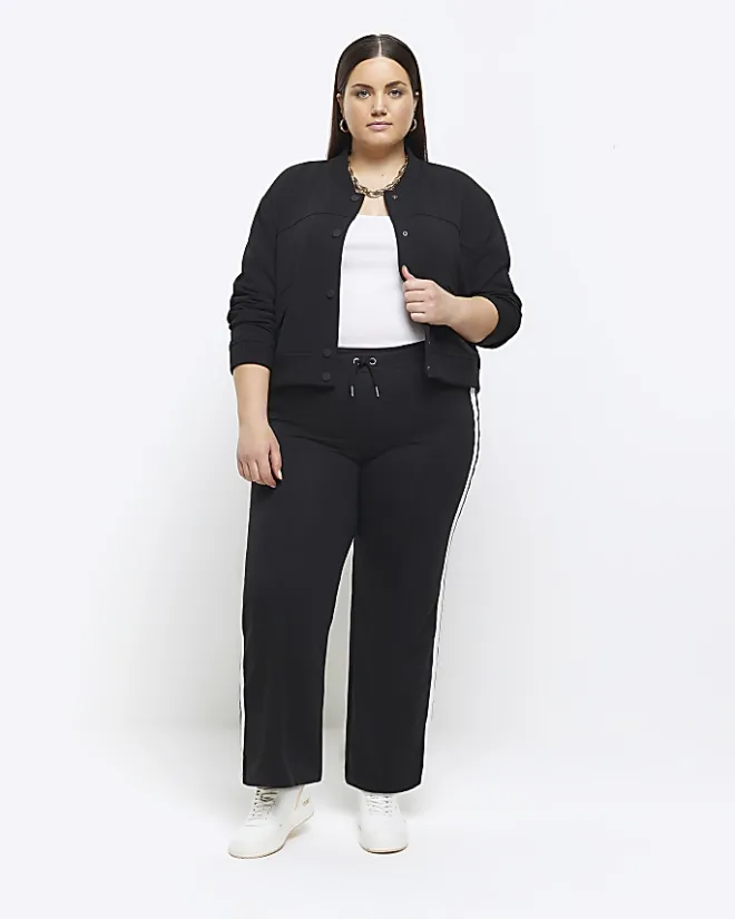 River Island Plus tailored crop bomber jacket Black Clearance