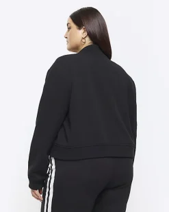 River Island Plus tailored crop bomber jacket Black Clearance