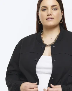 River Island Plus tailored crop bomber jacket Black Clearance