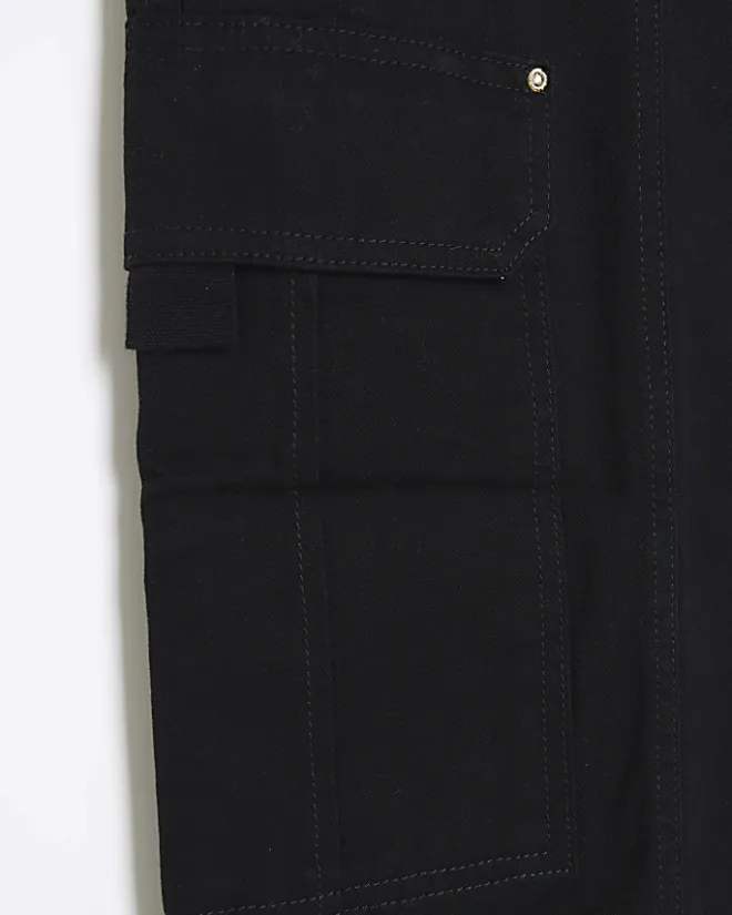 River Island Plus zip cuffed cargo trousers Black Hot