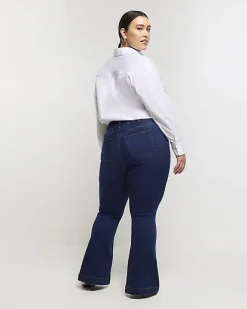 River Island Plus high waist flare jeans Blue Hot
