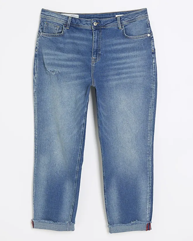 River Island Plus high waisted bum sculpt mom jeans Blue New