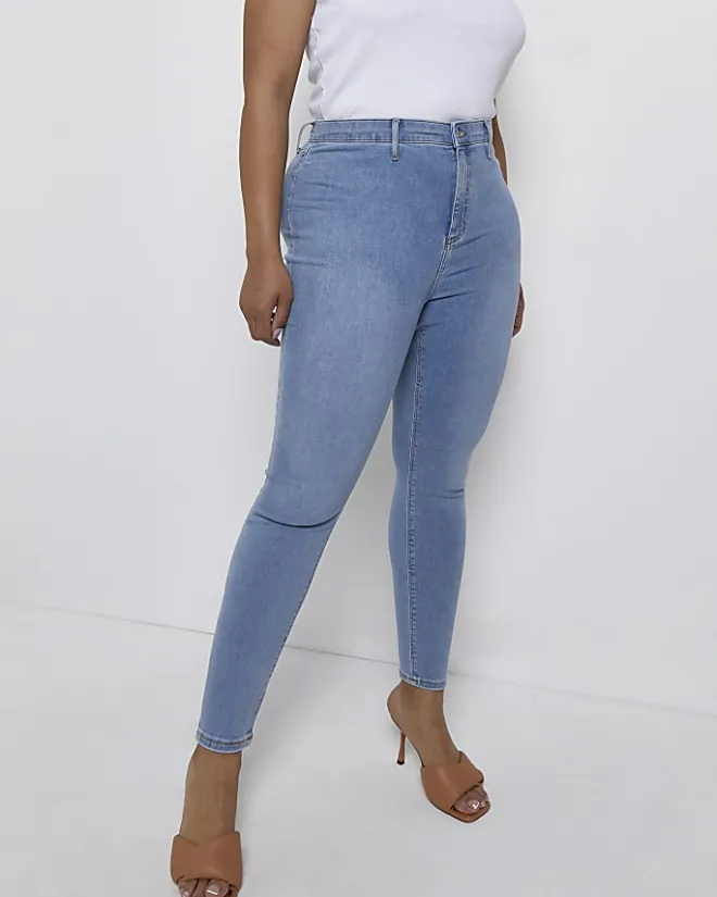 River Island Plus high waisted jeggings Blue Online