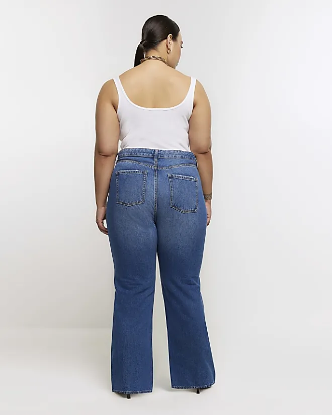 River Island Plus mid rise straight jeans Blue Fashion