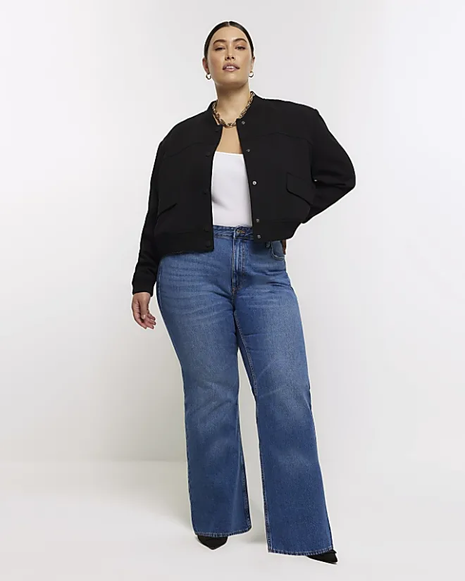 River Island Plus mid rise straight jeans Blue Fashion