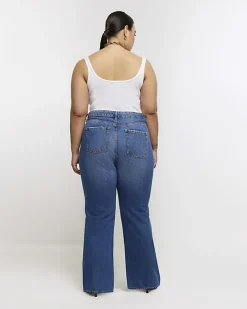 River Island Plus mid rise straight jeans Blue Fashion