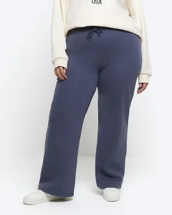 River Island Plus wide leg joggers Blue New