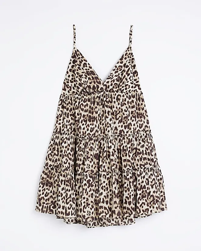 River Island Plus Animal Print Mini Dress Brown Sale