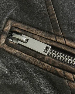 River Island Plus leather oversized biker jacket Brown Clearance