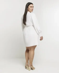 River Island Plus floral tie waist shift mini dress Cream Discount