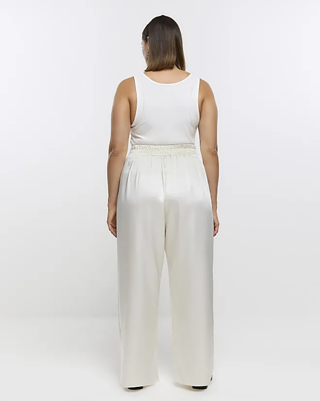 River Island Plus wide leg trousers Cream Online