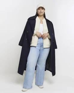 River Island Plus zip up bomber sweatshirt Cream Sale