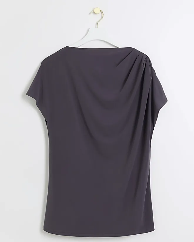 River Island Plus drape t-shirt Grey Discount