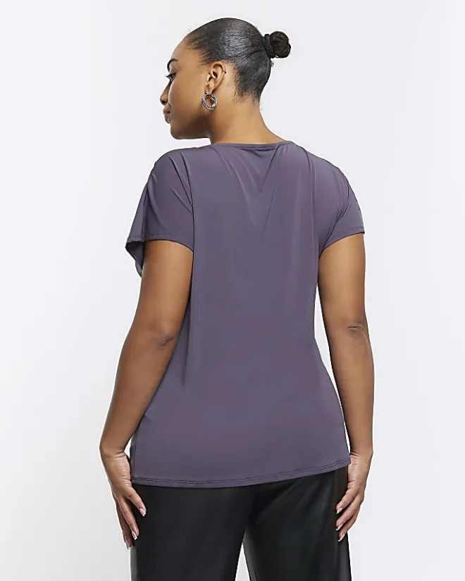 River Island Plus drape t-shirt Grey Discount