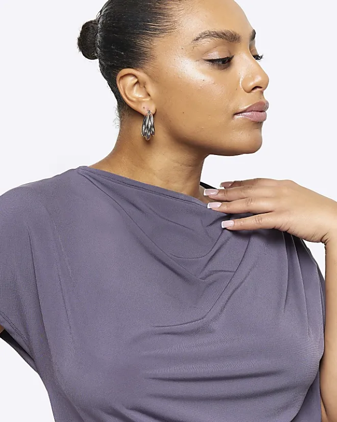 River Island Plus drape t-shirt Grey Discount
