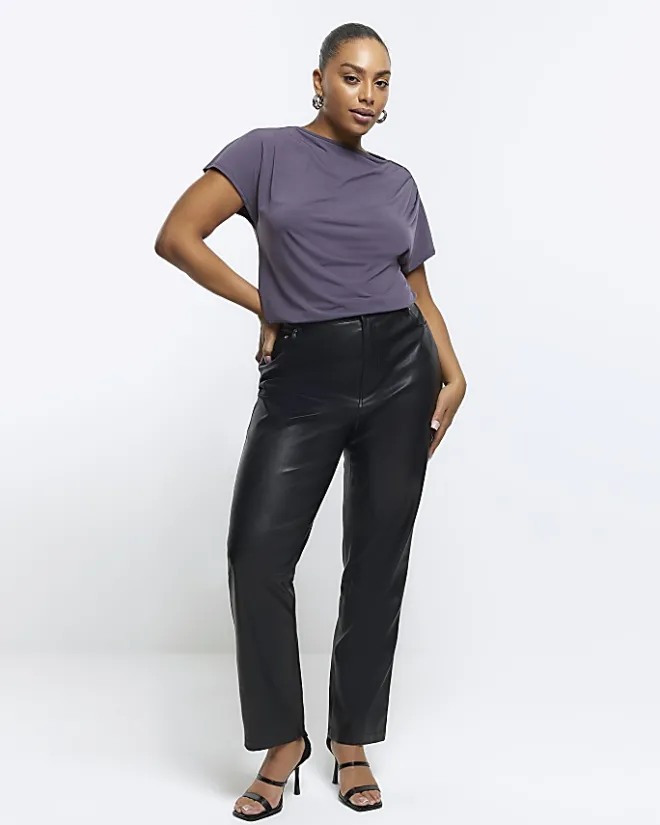 River Island Plus drape t-shirt Grey Discount