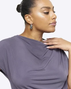 River Island Plus drape t-shirt Grey Discount