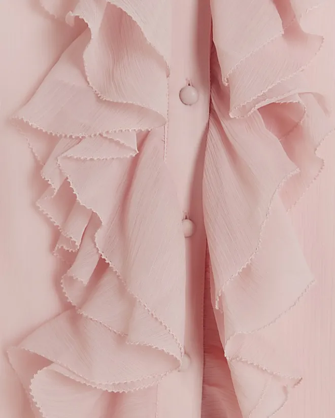 River Island Plus frill blouse Pink New