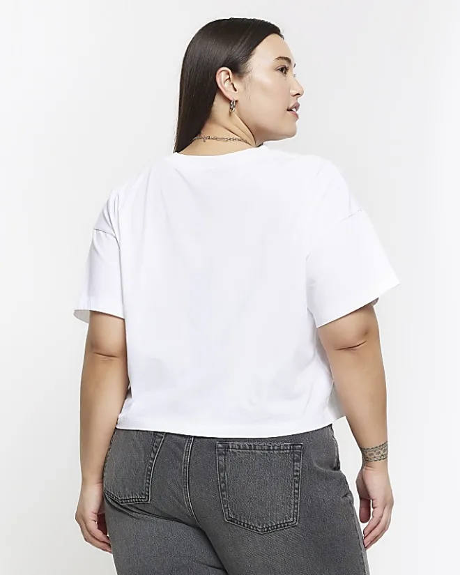 River Island Plus boxy t-shirt White Hot