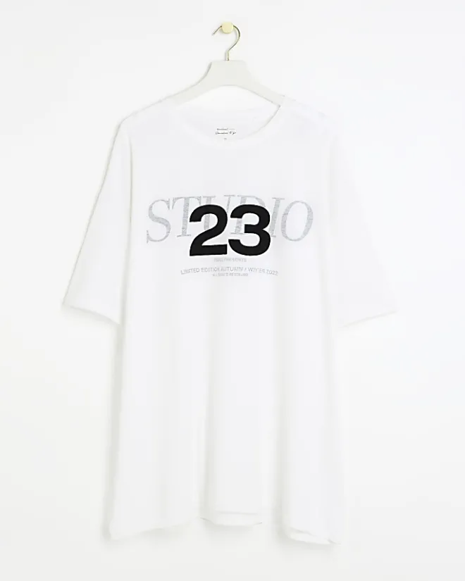 River Island Plus graphic t-shirt White Sale