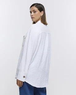 River Island Plus textured shirt White Discount