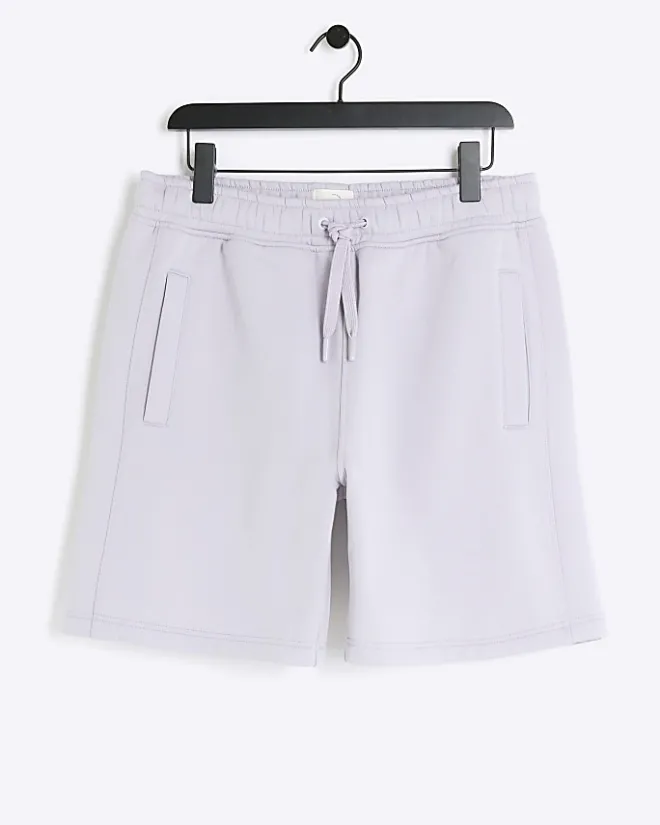 River Island regular fit rib panel shorts Purple Outlet