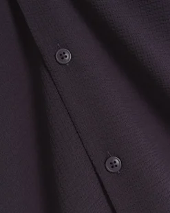 River Island regular fit seersucker revere shirt Purple Clearance