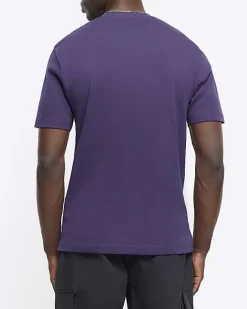 River Island RI Studio slim fit t-shirt Purple Sale