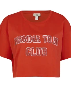 River Island cropped maternity t-shirt Red New