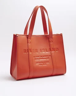 River Island faux leather embossed shopper bag Red Hot