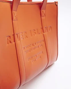 River Island faux leather embossed shopper bag Red Hot
