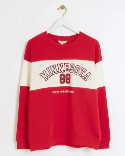 River Island Minnesota Graphic Sweatshirt Red Fashion