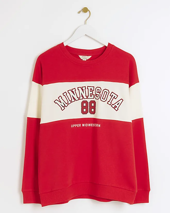 River Island Minnesota Graphic Sweatshirt Red Fashion