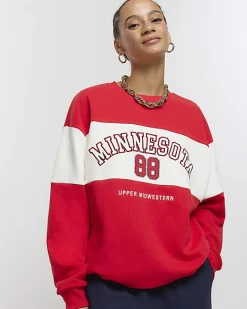 River Island Minnesota Graphic Sweatshirt Red Fashion
