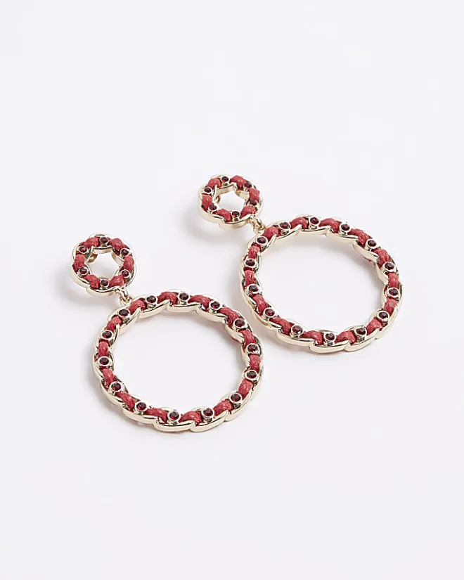 River Island open circle drop earrings Red Hot