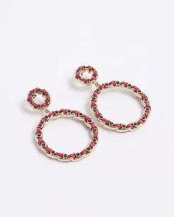 River Island open circle drop earrings Red Hot
