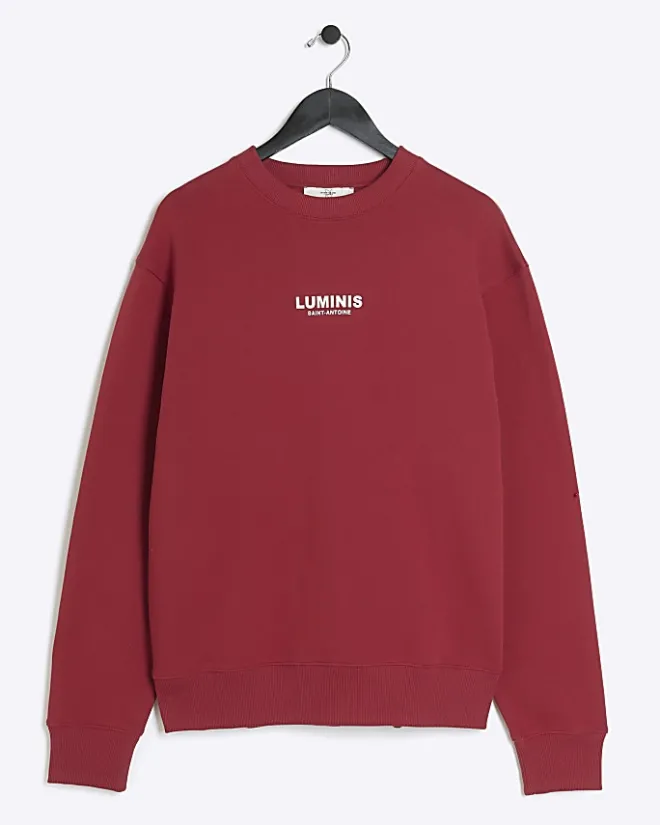 River Island regular fit graphic sweatshirt Red Online