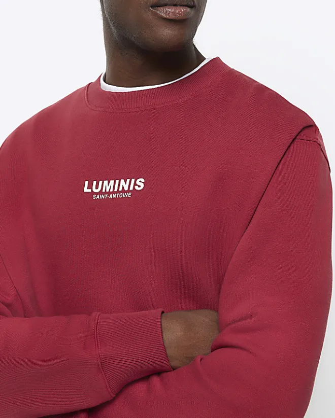River Island regular fit graphic sweatshirt Red Online
