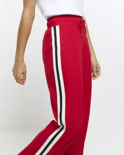 River Island side stripe wide leg joggers Red Sale