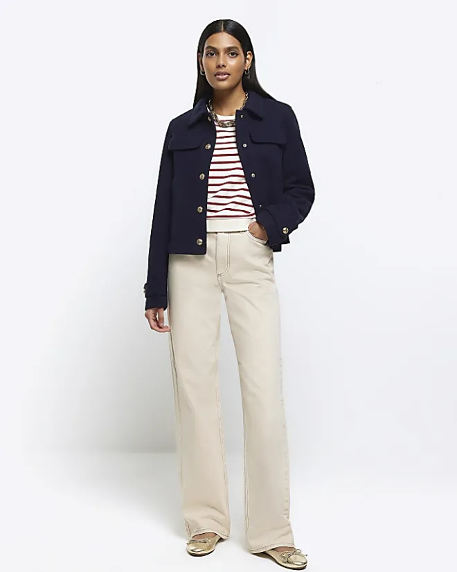 River Island stripe crop sweatshirt Red Best