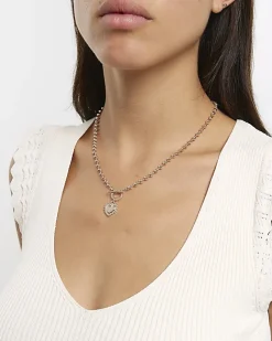 River Island Rose gold heart ball necklace Yellow Fashion