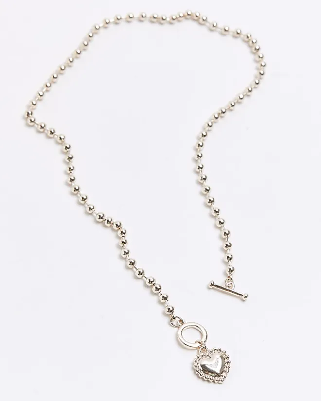 River Island Rose gold heart ball necklace Yellow Fashion